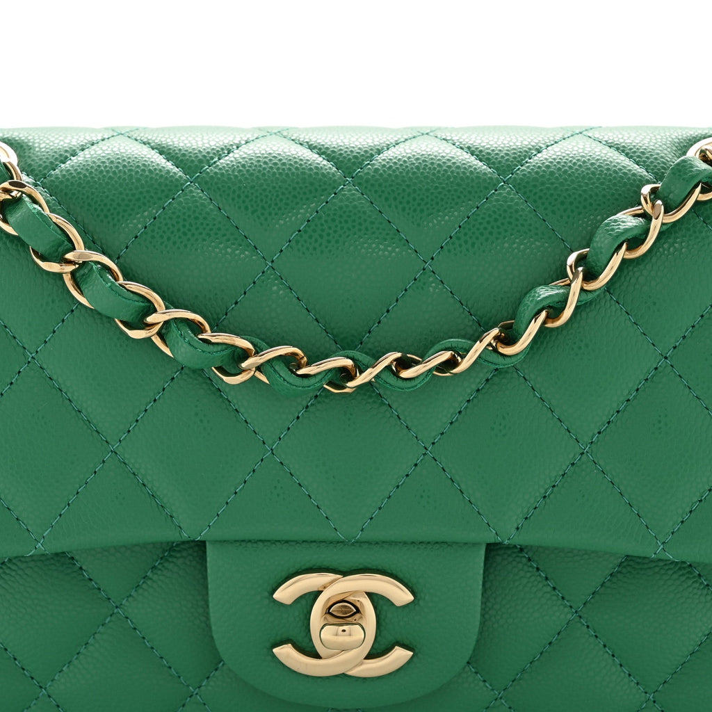 Chanel Caviar Quilted Small Double Flap Green