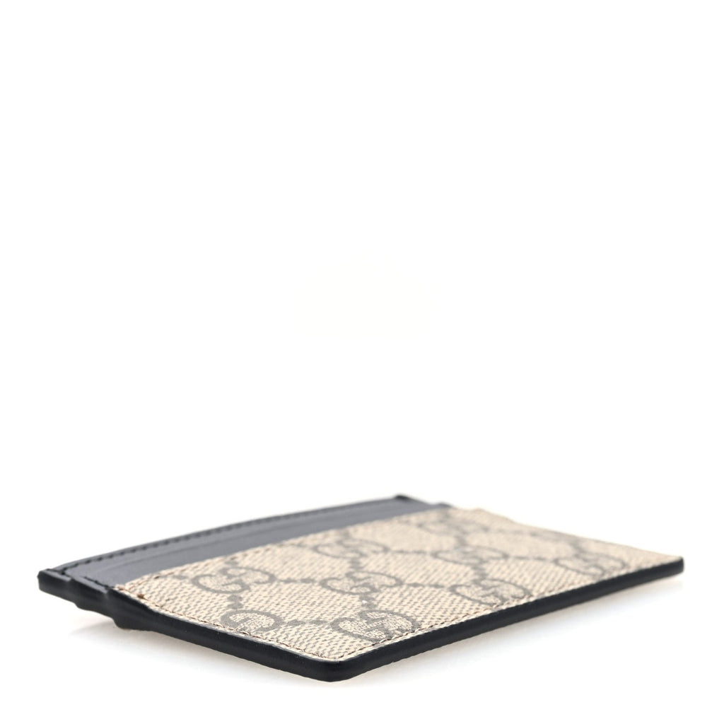 Gucci GG Supreme Monogram Calfskin Card Holder Beige Black
