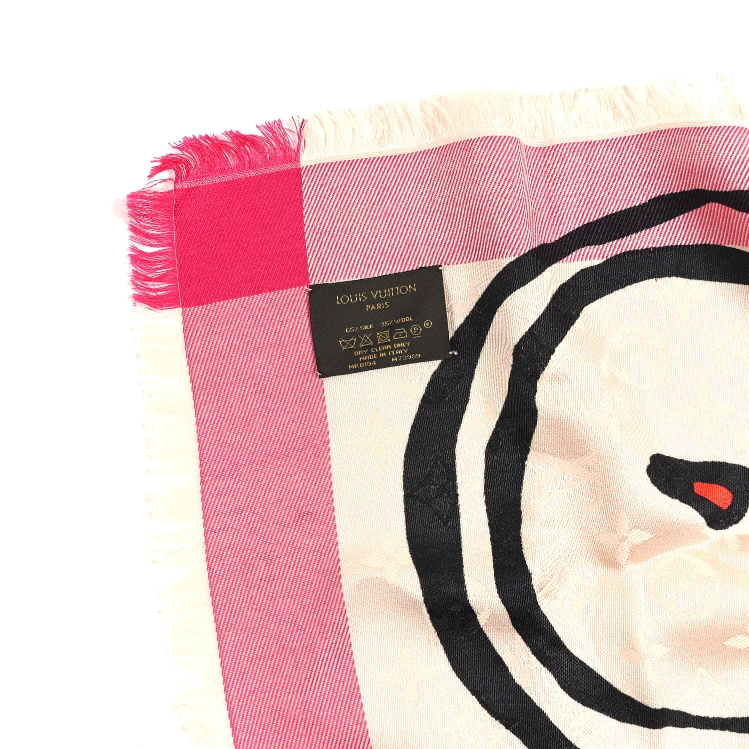 Louis Vuitton Silk Wool Monogram Shawl Pink Blue