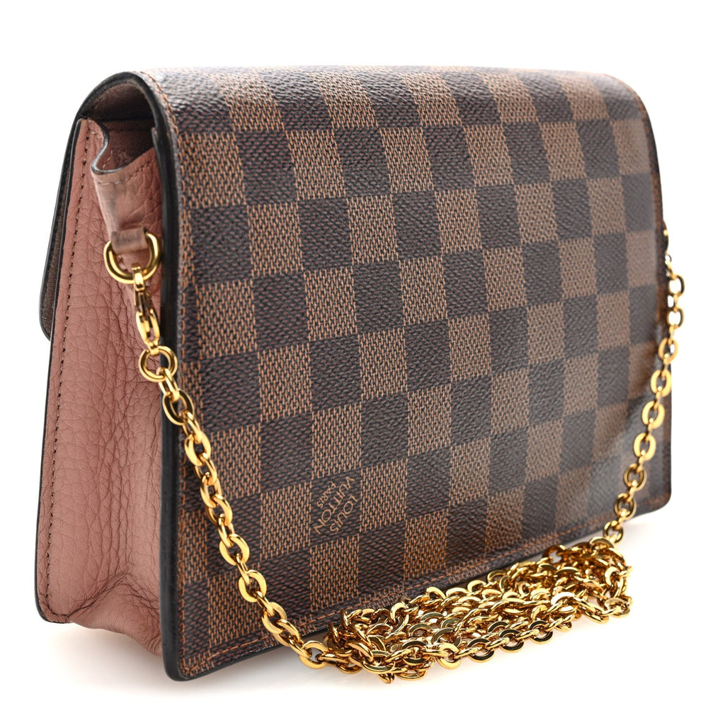 Louis Vuitton Damier Ebene Croisette Chain Wallet Magnolia