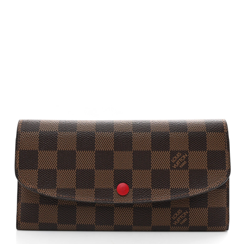 Louis Vuitton Damier Ebene Emilie Wallet Red