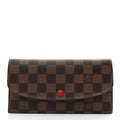 Louis Vuitton Damier Ebene Emilie Wallet Red