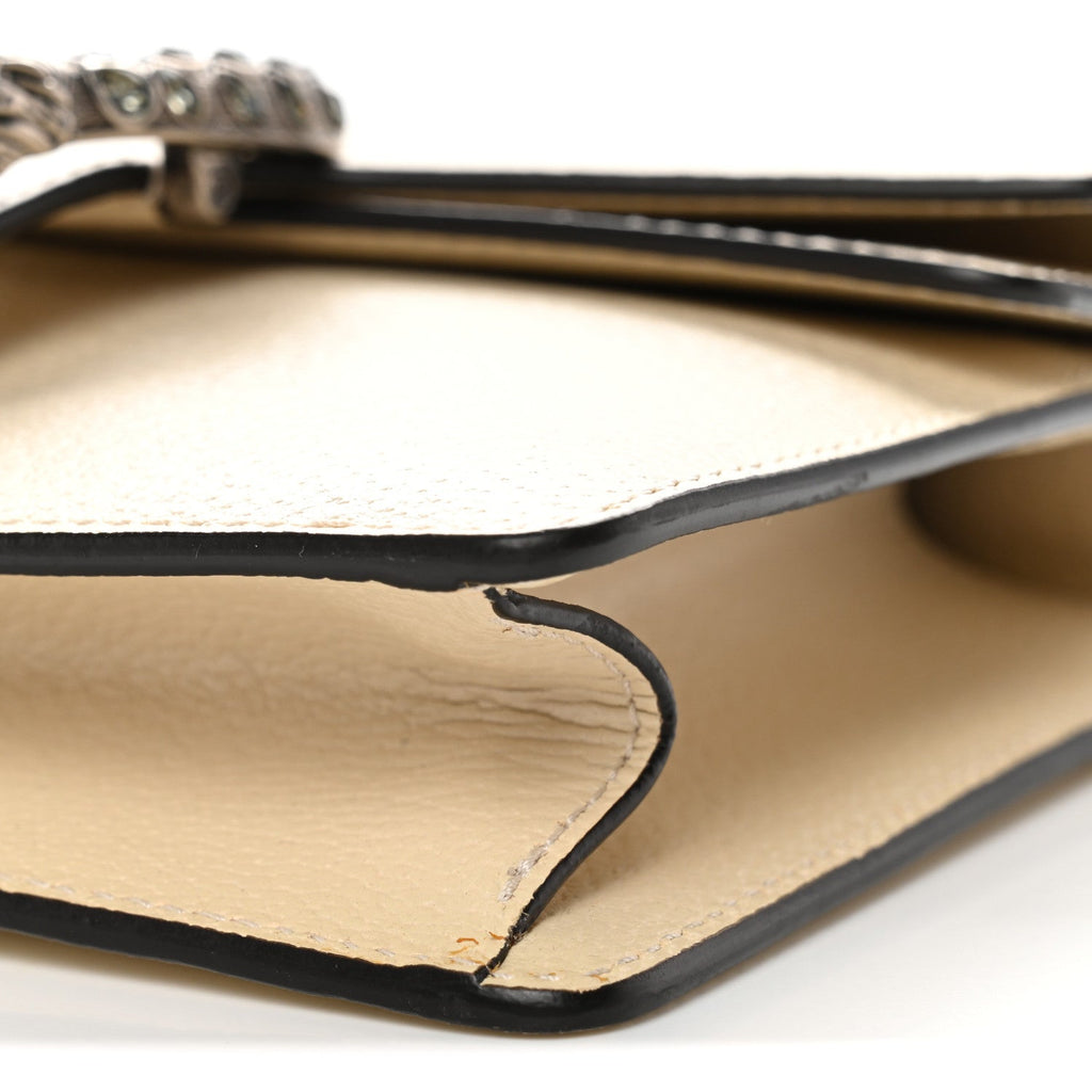 Gucci Textured Calfskin Crystal Mini Dionysus Shoulder Bag Mystic White
