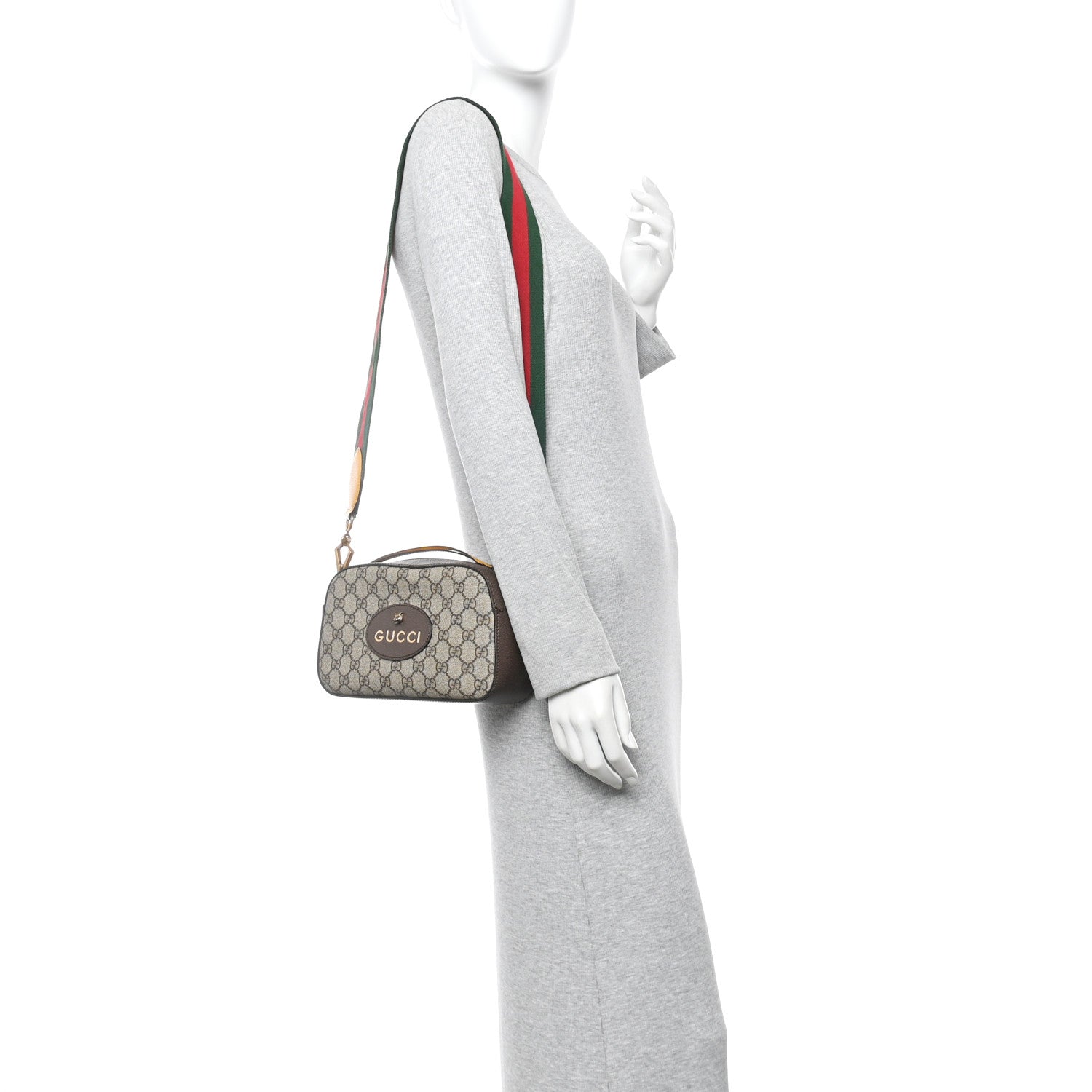 Gucci GG Supreme Monogram Web Neo Vintage Shoulder Bag Beige New Acero Crop