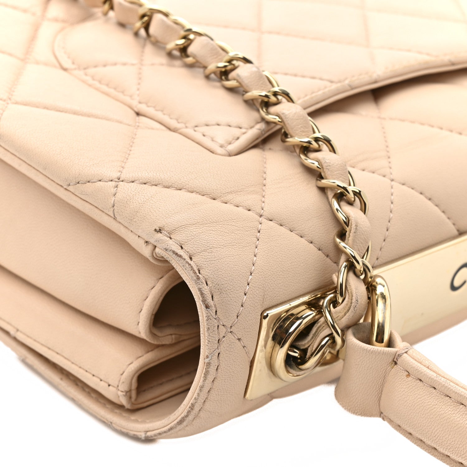 Chanel Lambskin Quilted Small Trendy CC Dual Handle Flap Bag Beige