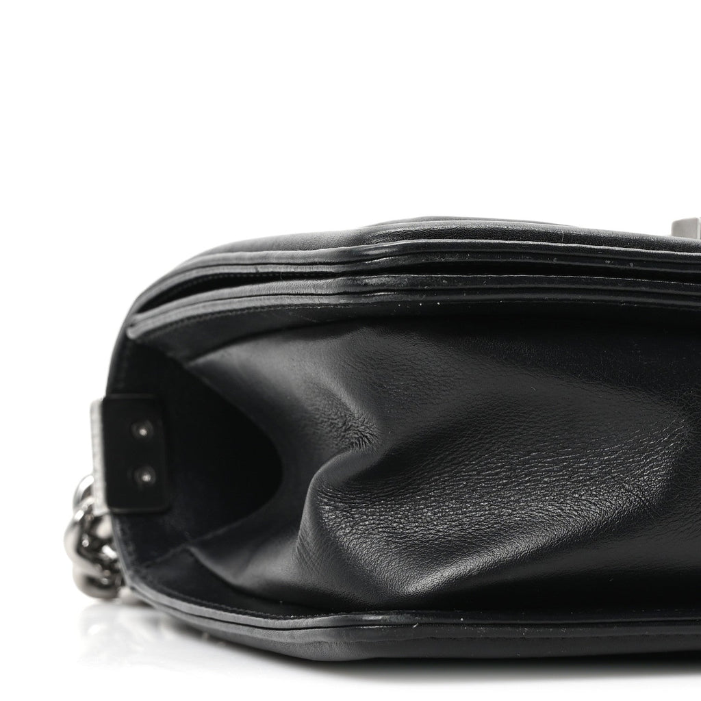 Chanel Calfskin Perforated Chevron Quilted Small Boy Flap Black