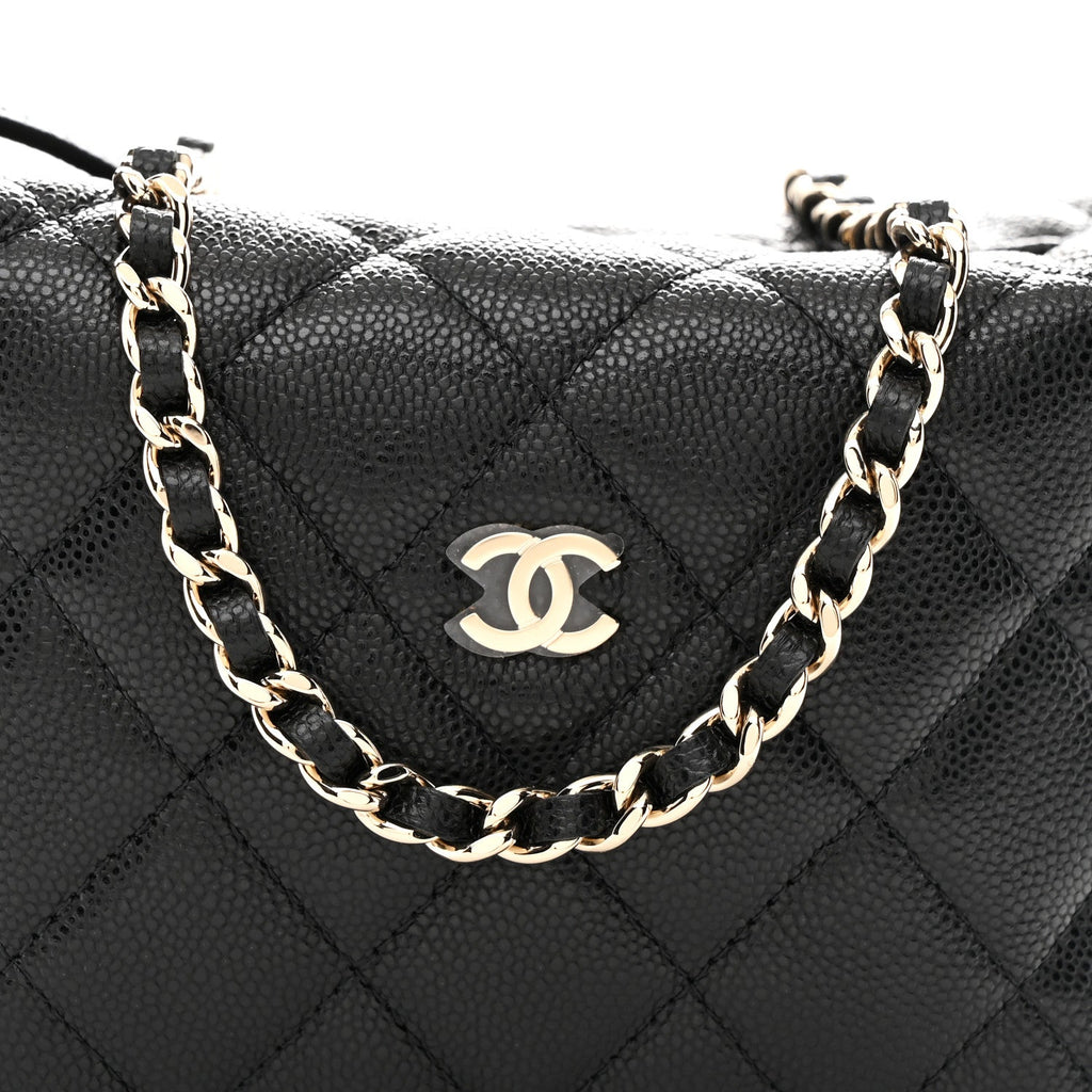 Chanel Caviar Quilted Hobo Clutch With Chain Black
