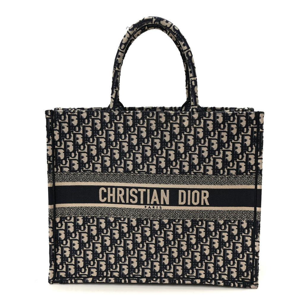 Christian Dior Oblique Large Book Tote Blue Multicolor