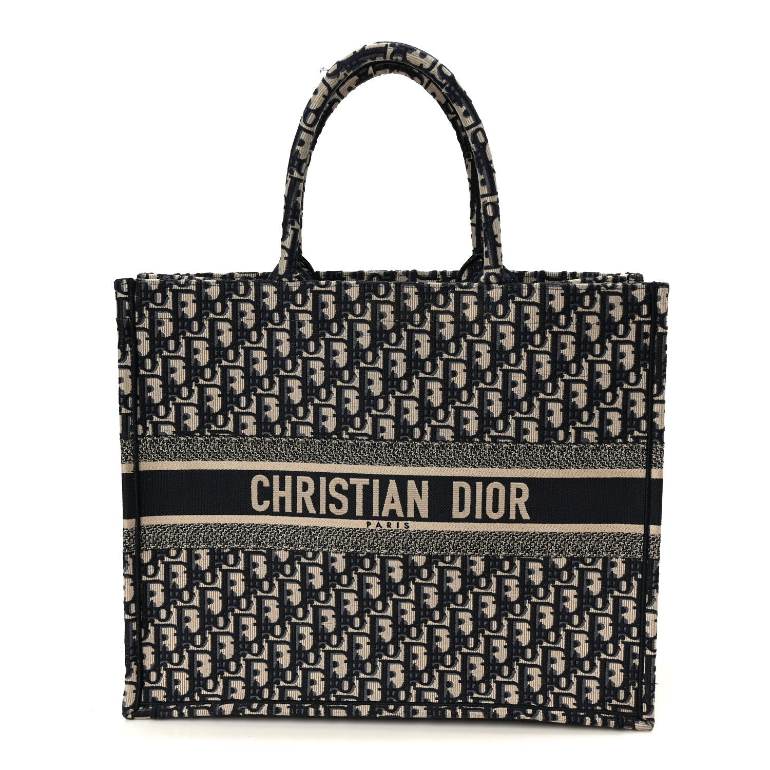 Christian Dior Oblique Large Book Tote Blue Multicolor