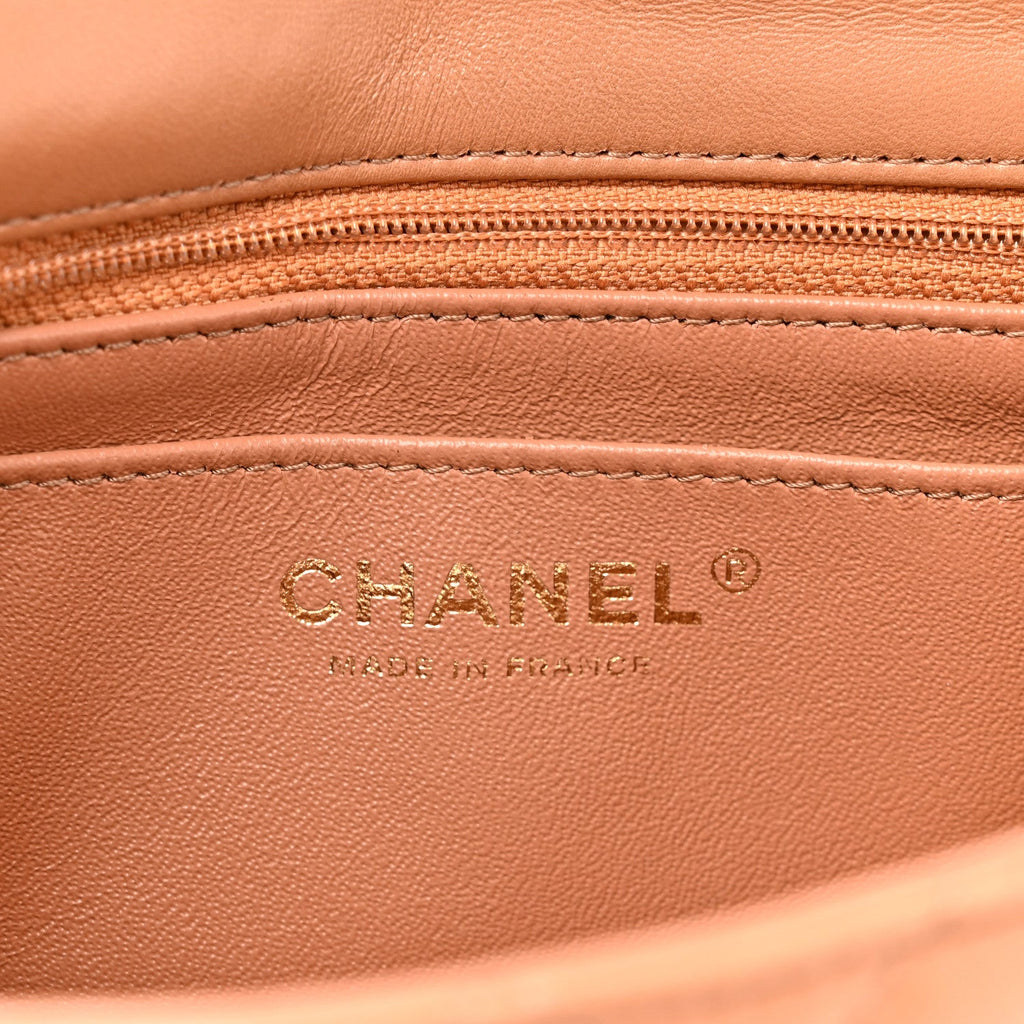 Chanel Lambskin Quilted Mini Rectangular Flap Brown