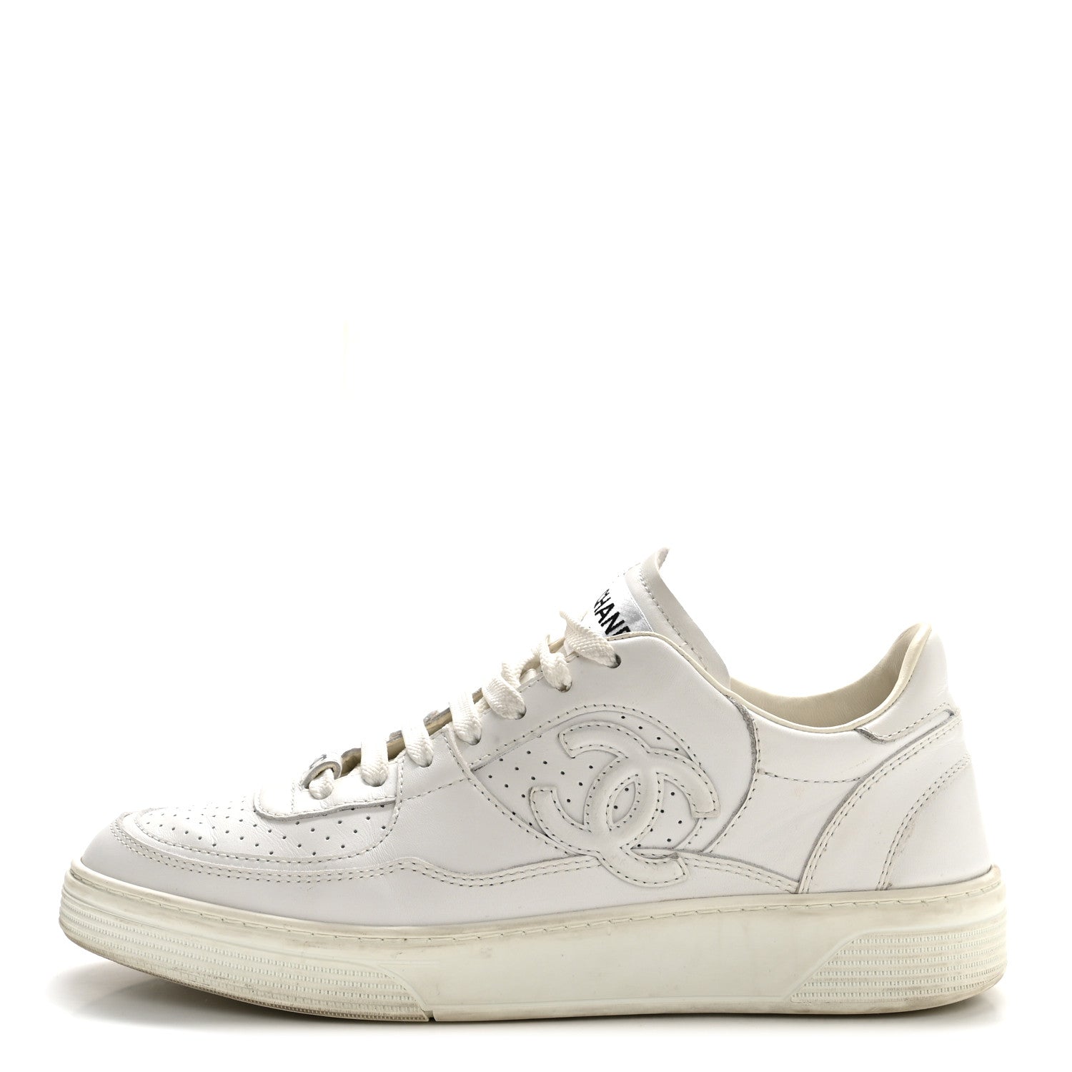 Calfskin CC Womens Sneakers 38 White