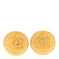 Round CC Clip On Earrings Gold