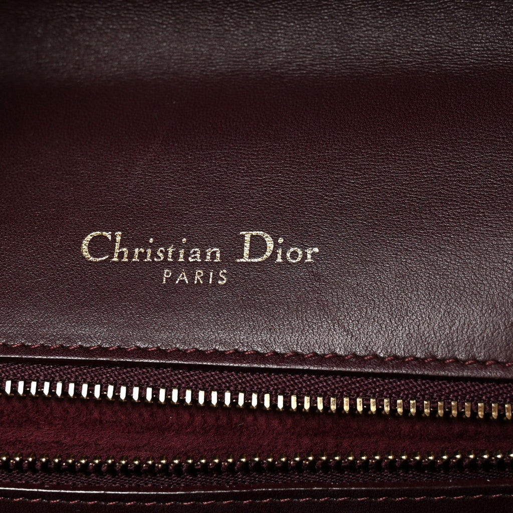 Christian Dior Lambskin Studded Medium Diorama Flap Bag Burgundy