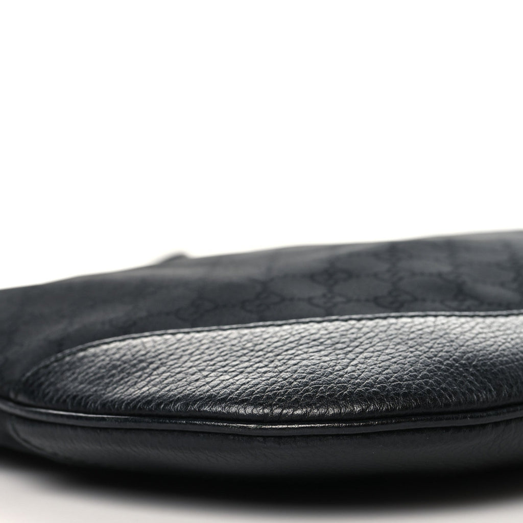 Gucci Denim Monogram Large Half Moon Hobo Black