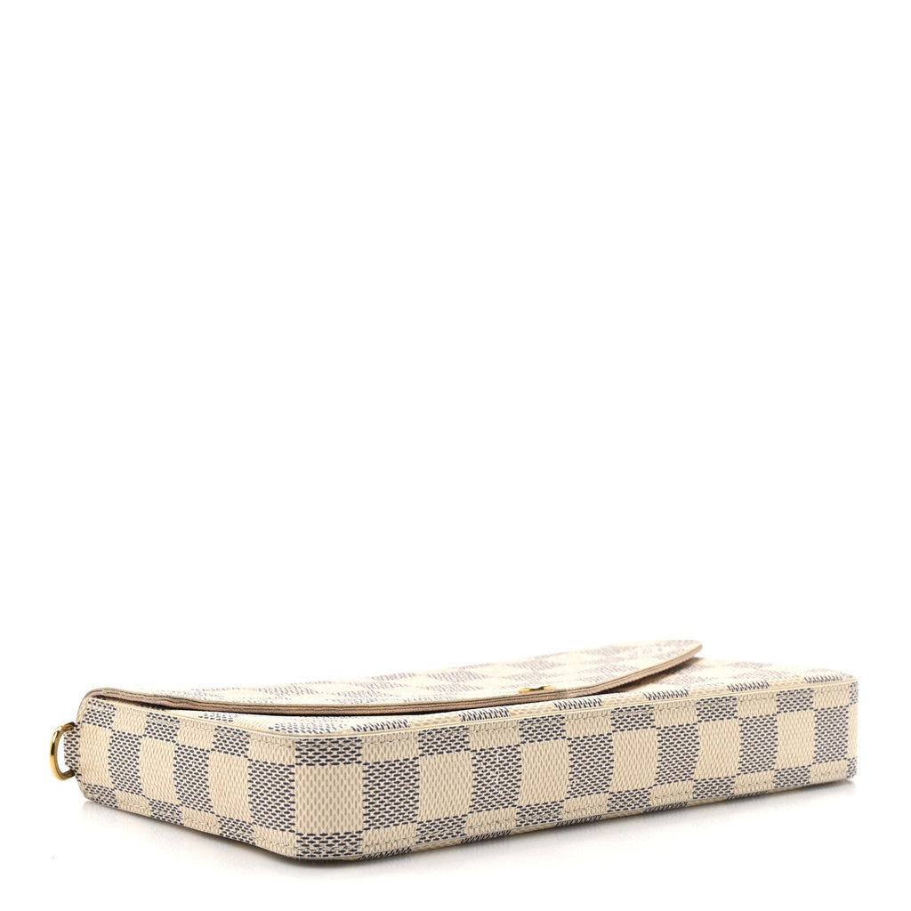 Louis Vuitton Damier Azur Pochette Felicie Chain Wallet Rose Ballerine
