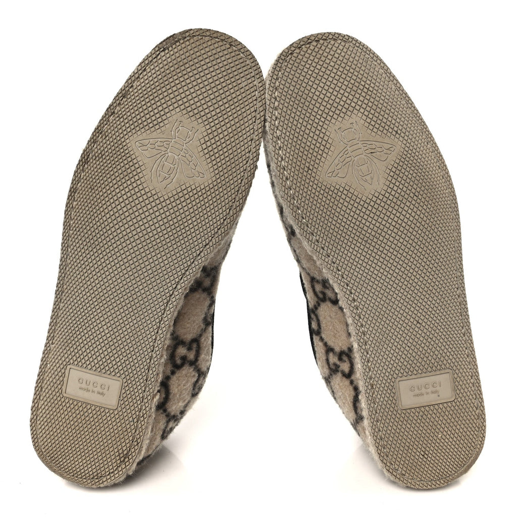 Gucci Covered Wool GG Monogram Mens Fria Horsebit Loafers 9 Beige Ebony Black Butterscotch