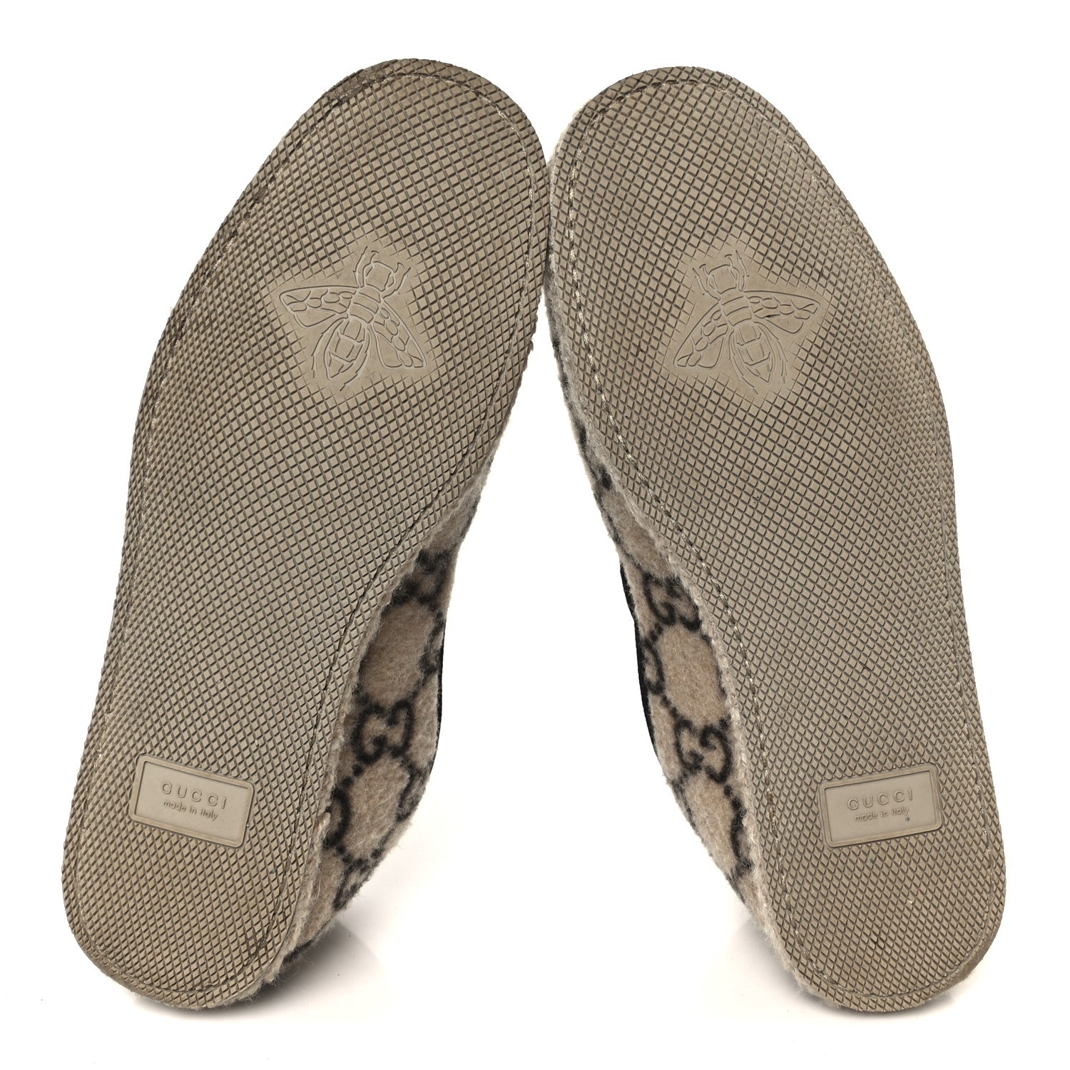 Gucci Covered Wool GG Monogram Mens Fria Horsebit Loafers 9 Beige Ebony Black Butterscotch