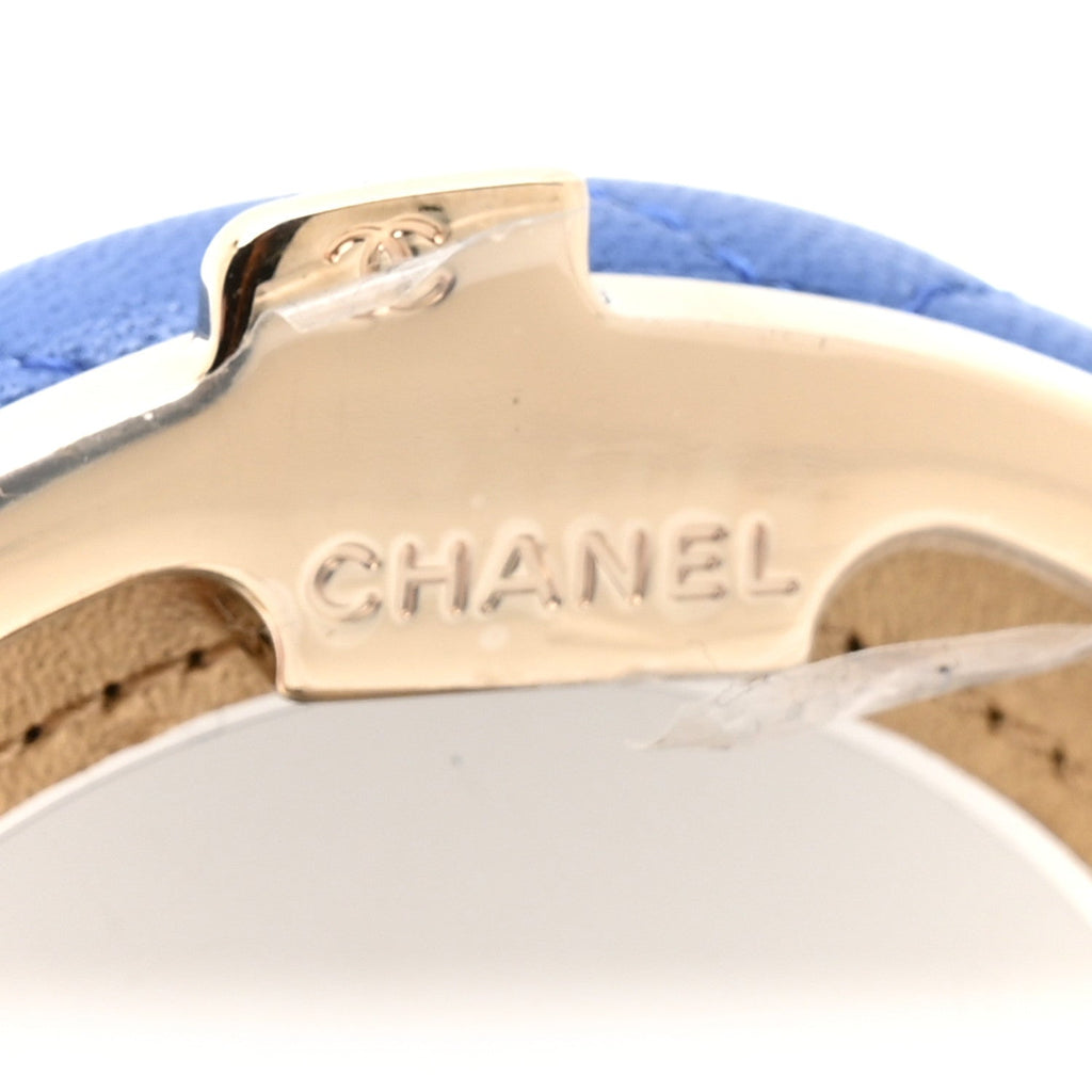 Chanel Lambskin Enamel Quilted Round Poker Chip Clutch With Chain Blue White