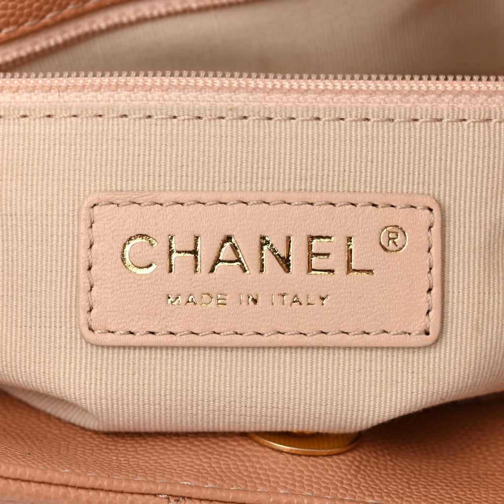 Chanel Caviar Quilted Wavy CC Hobo Beige