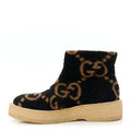 Gucci Faux Shearling Hooper GG Womens Ankle Boots 38.5 Black Natural Tan