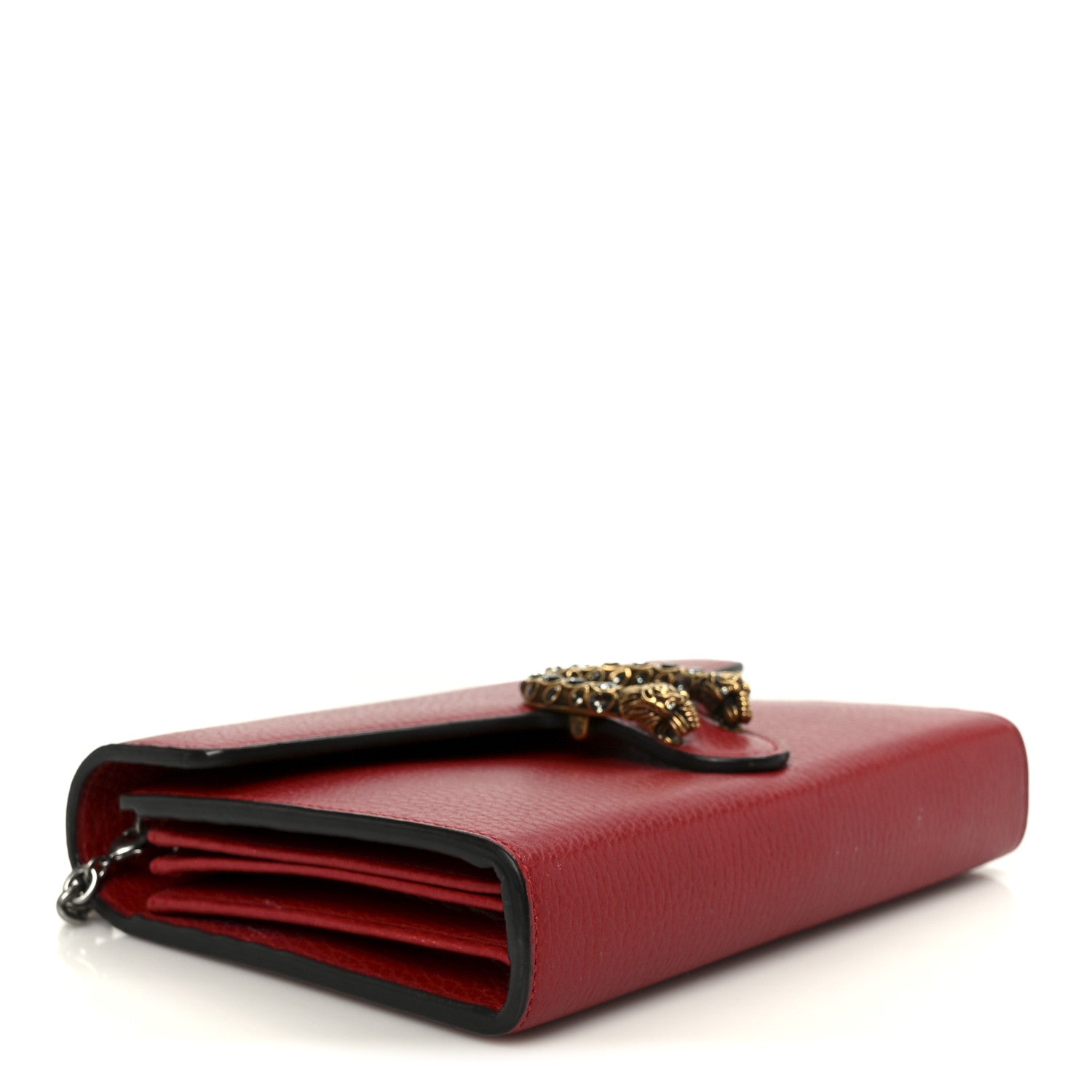 Gucci Calfskin Mini Dionysus Chain Wallet Hibiscus Red