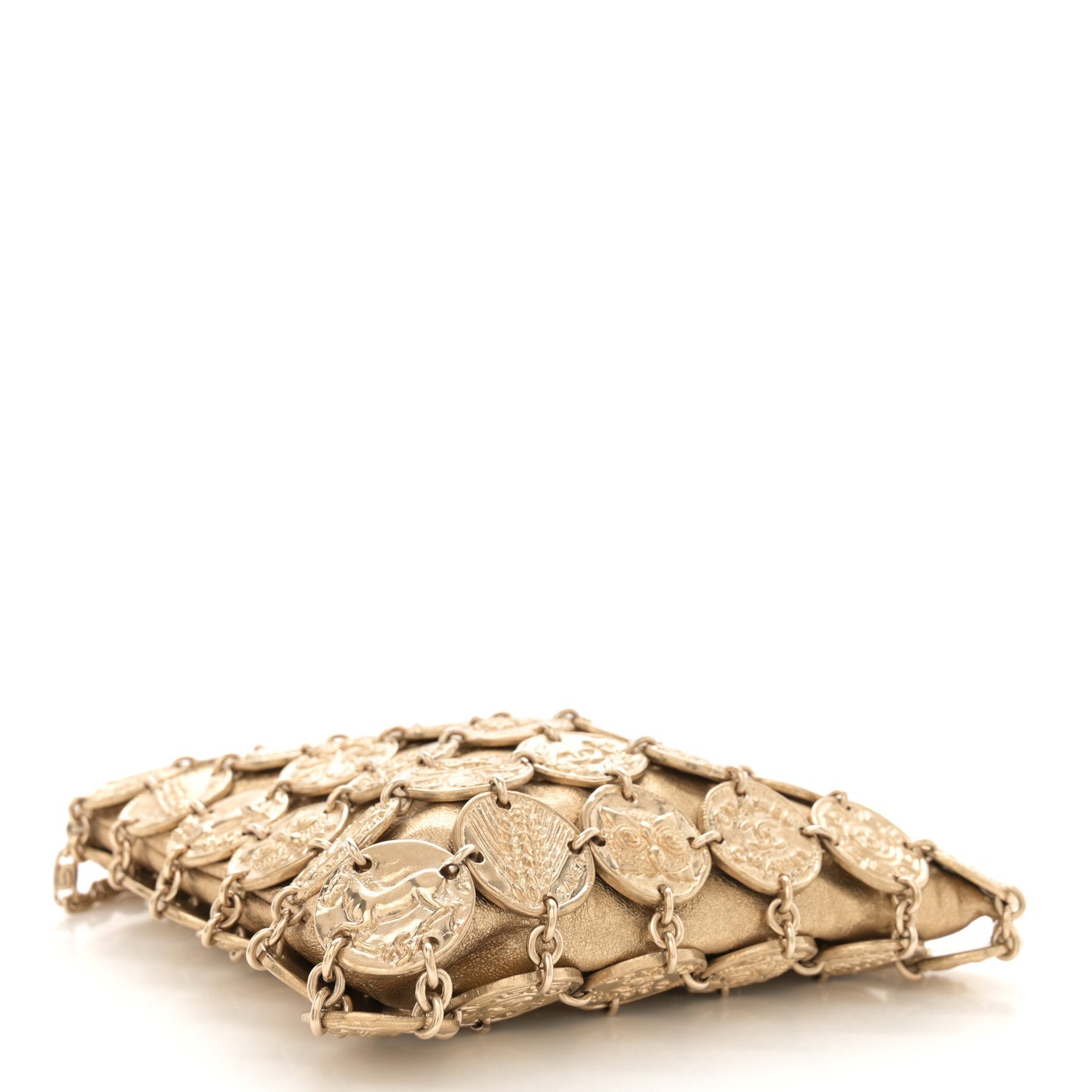 Chanel Metallic Calfskin Medallion Shoulder Bag Gold