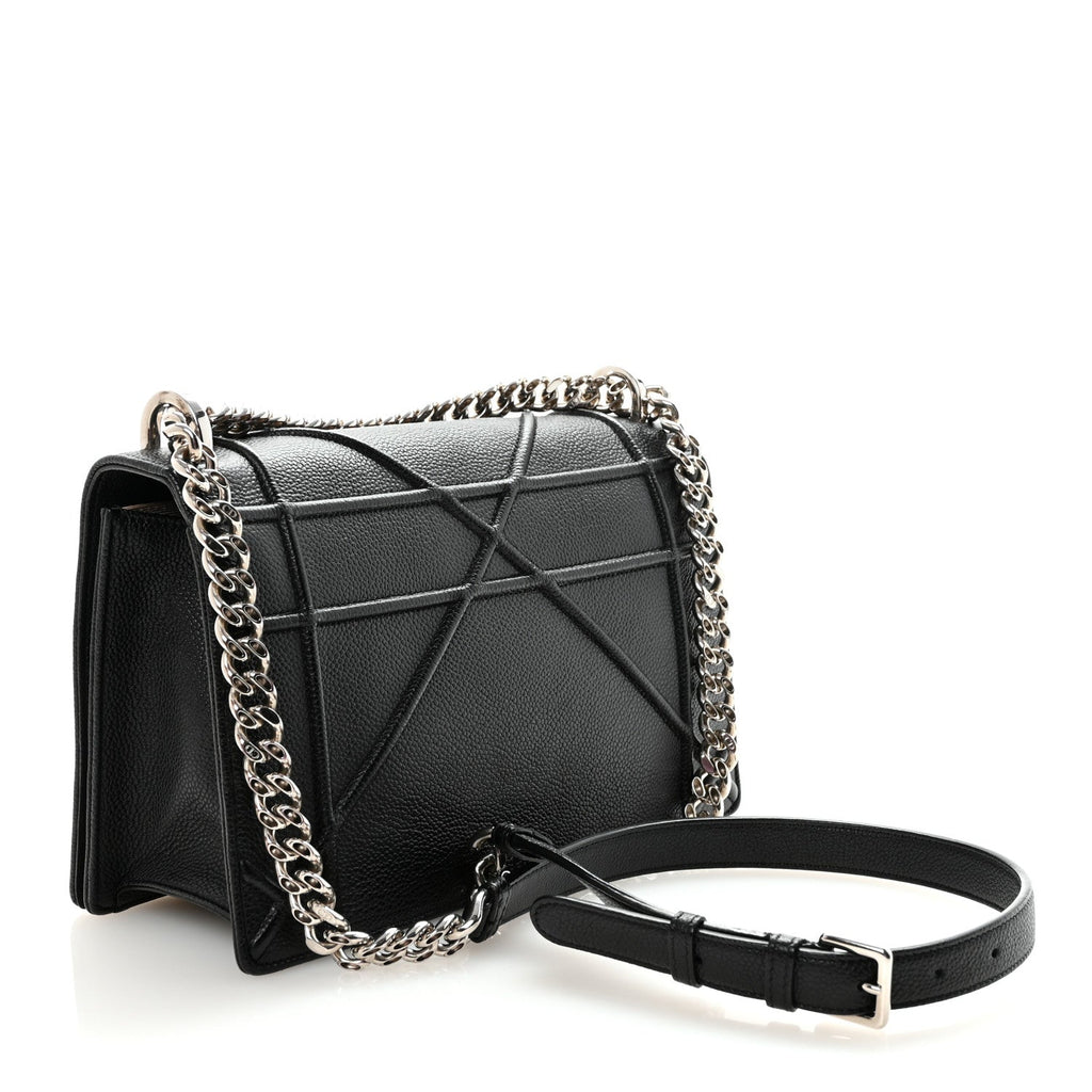 Christian Dior Grained Calfskin Medium Diorama Flap Bag Black