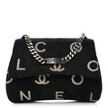Chanel Canvas Quilted Letter Printed Flap Black