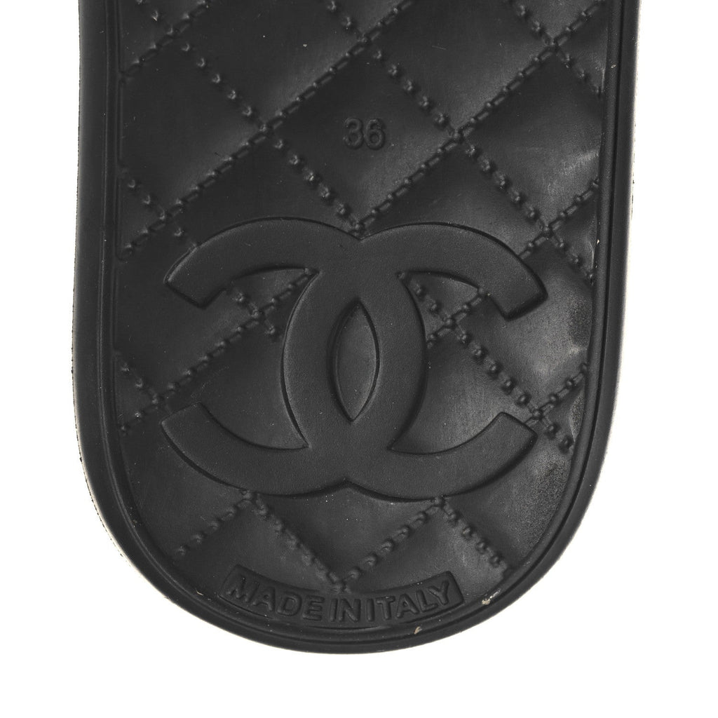 Chanel Thermoplastic PVC Camellia Mule Sandals 36 Black Ivory