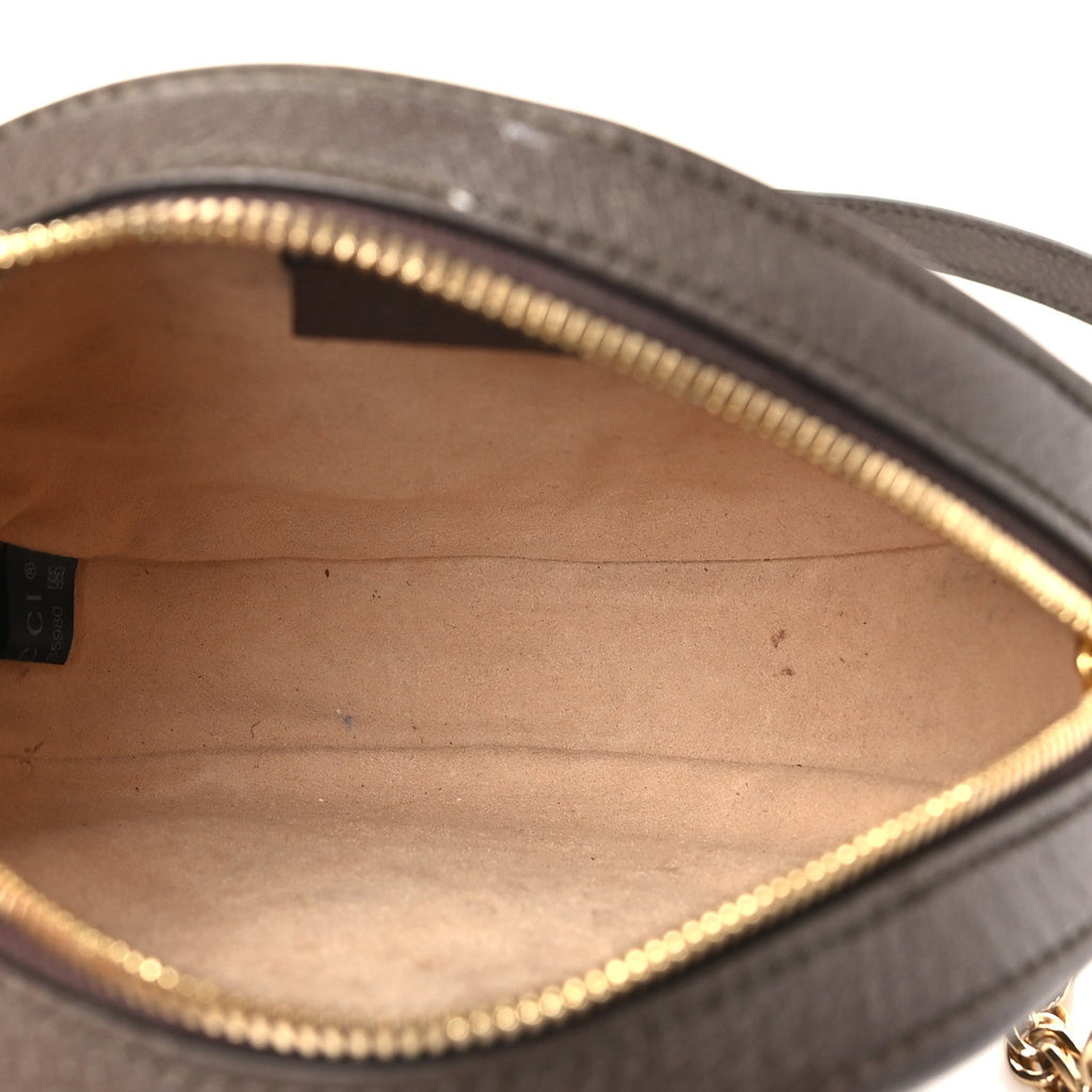 Gucci GG Supreme Monogram Web Mini Ophidia Round Shoulder Bag Brown