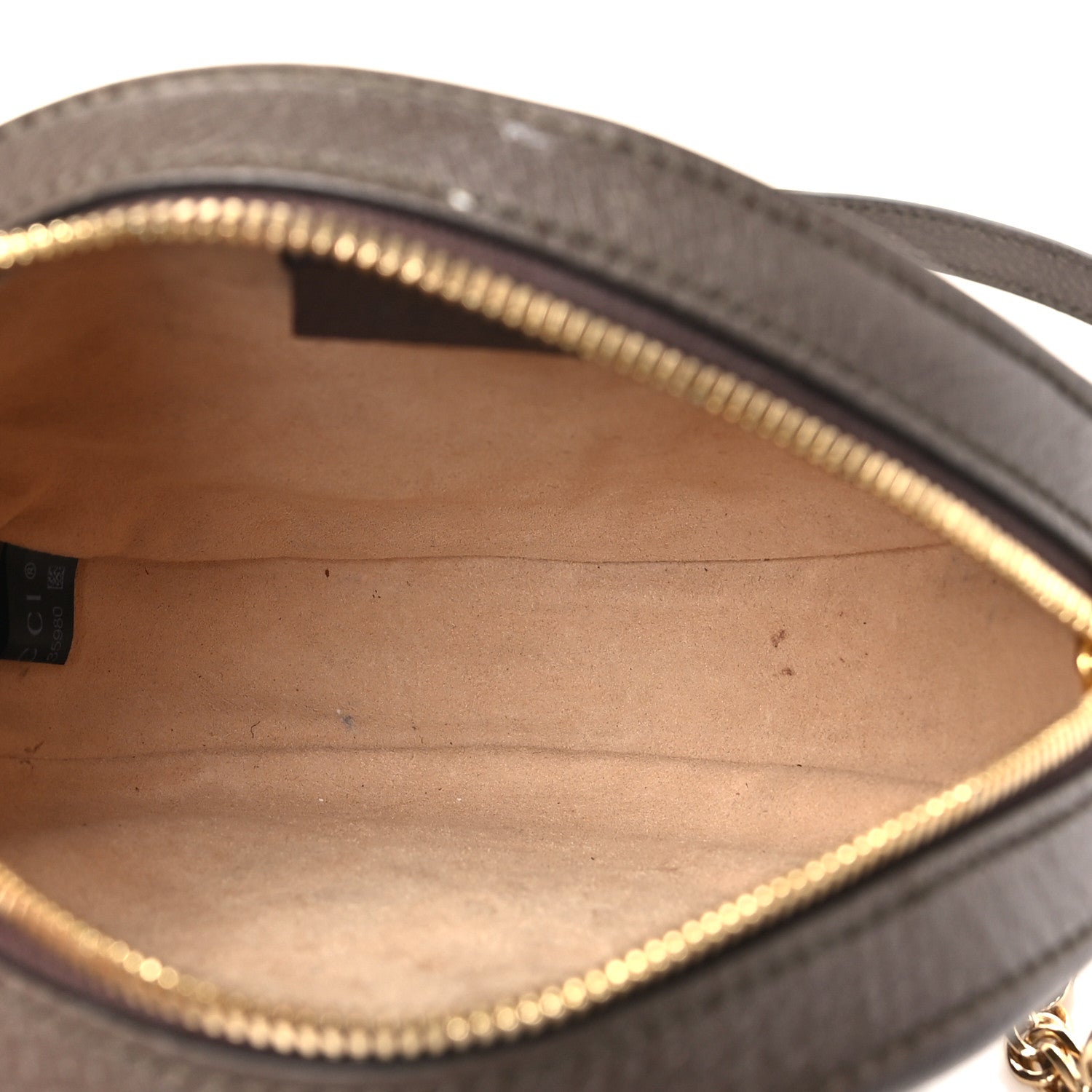 Gucci GG Supreme Monogram Web Mini Ophidia Round Shoulder Bag Brown