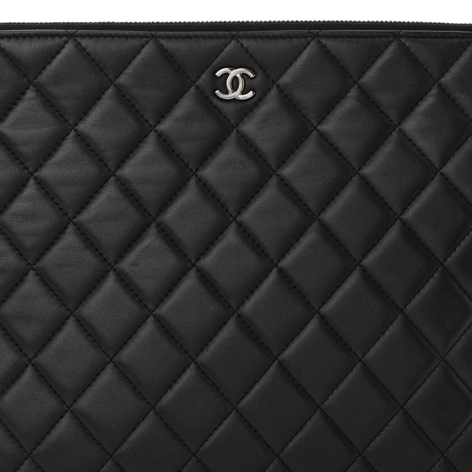 Lambskin Quilted Large Cosmetic Case Black