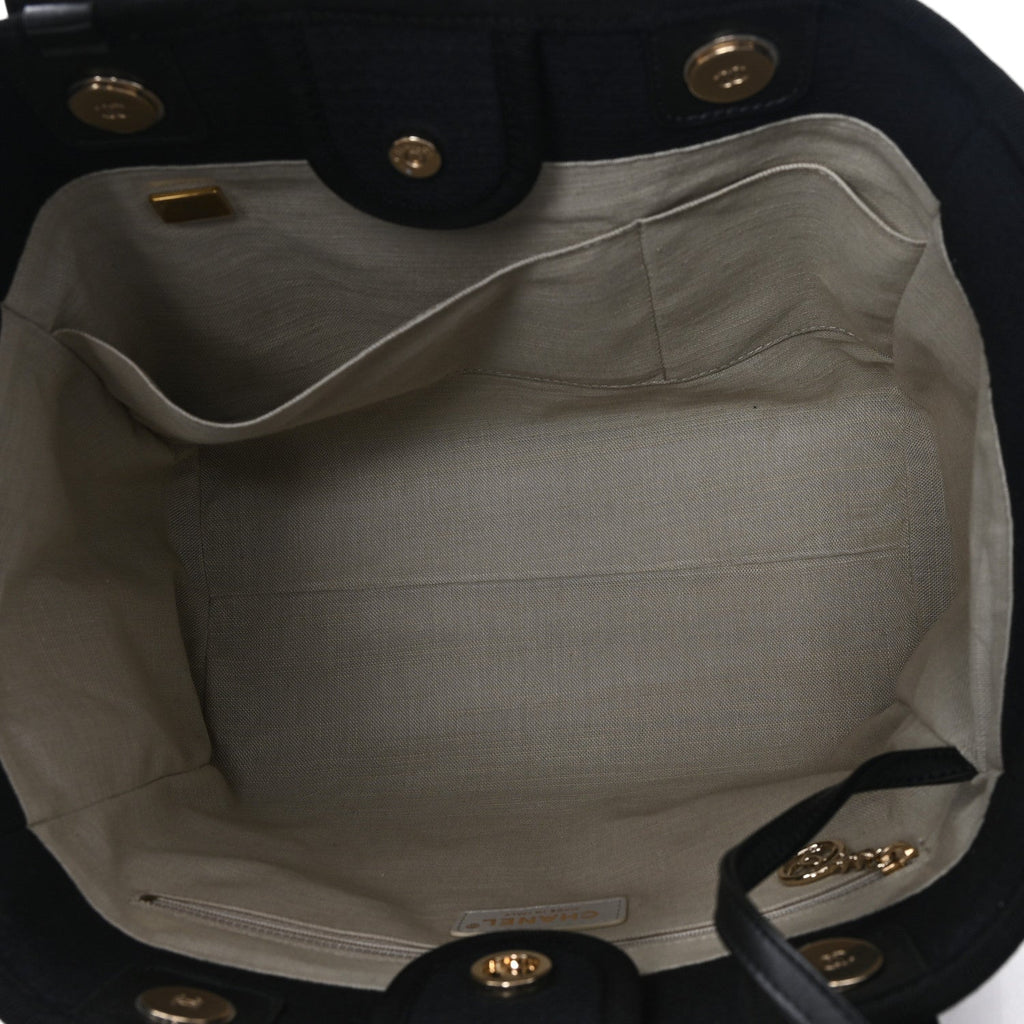 Chanel Mixed Fibers Calfskin Small Deauville Tote Black