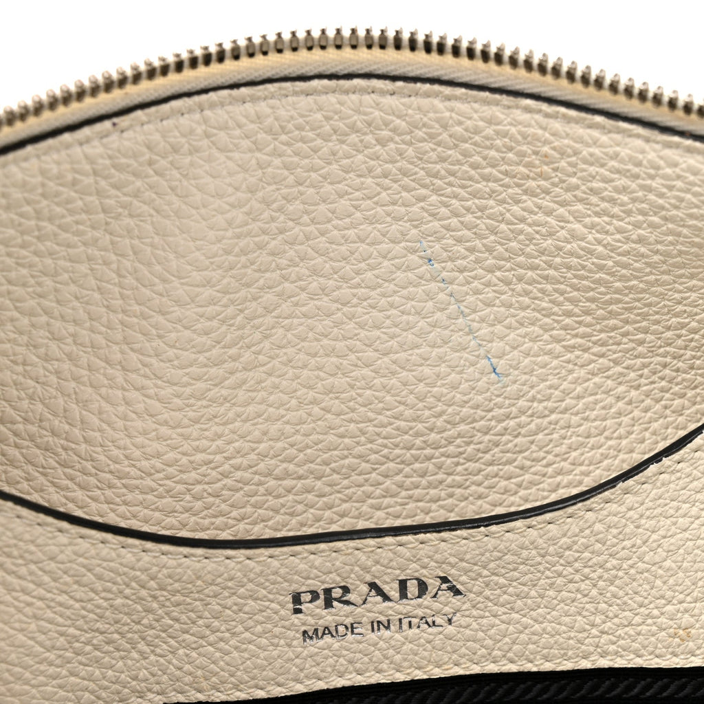 Prada Vitello Daino Soft Medium Zippered Top Handle Bag White
