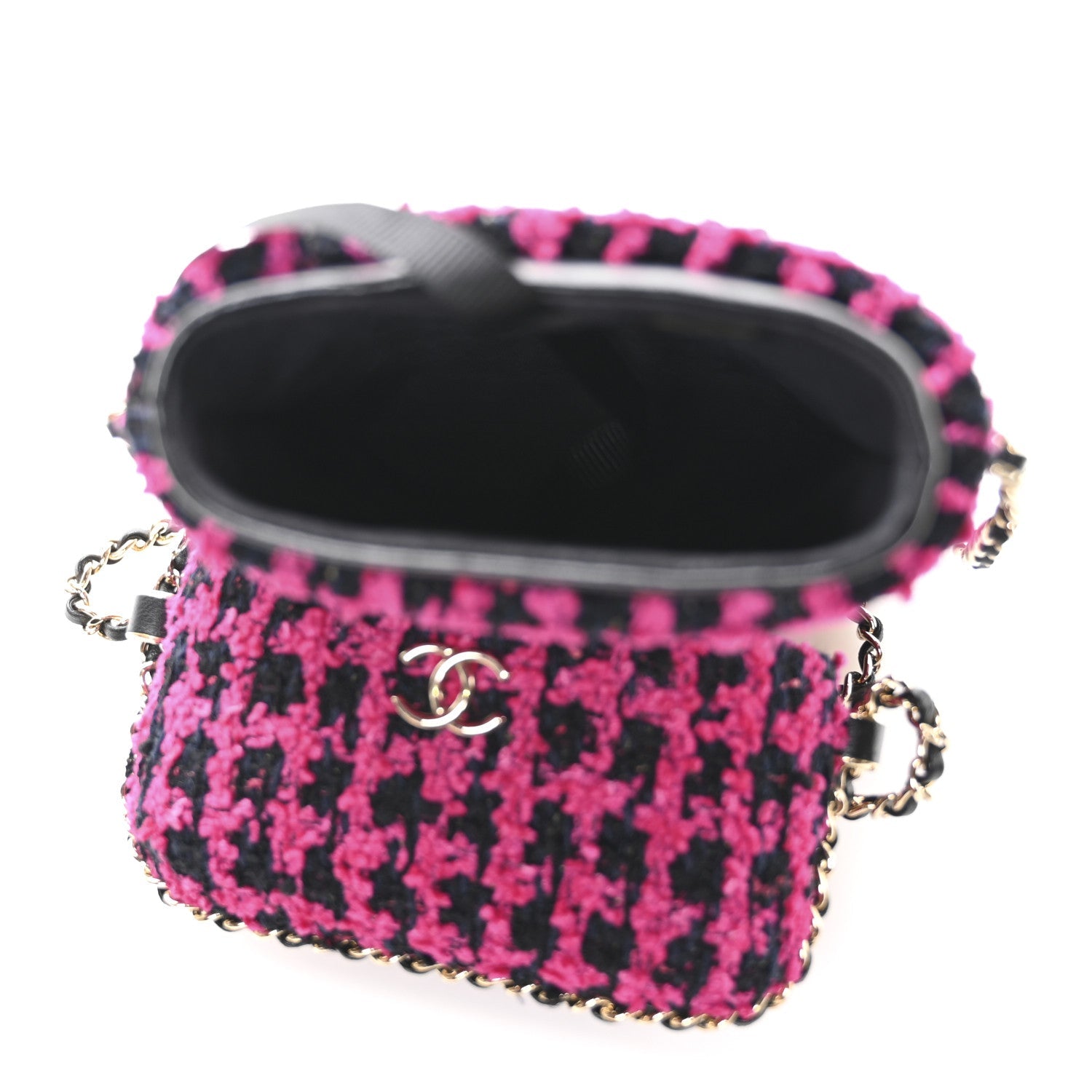Chanel Tweed Chain Around Phone Holder Pink