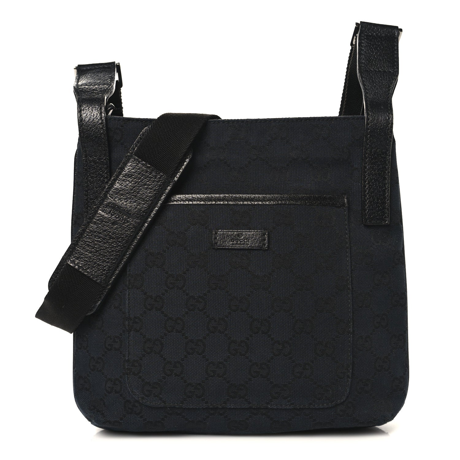 Gucci Monogram Flat Messenger Bag Black