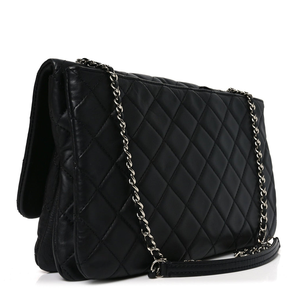 Chanel Lambskin Quilted Jumbo Chanel 3 Flap Bag Black