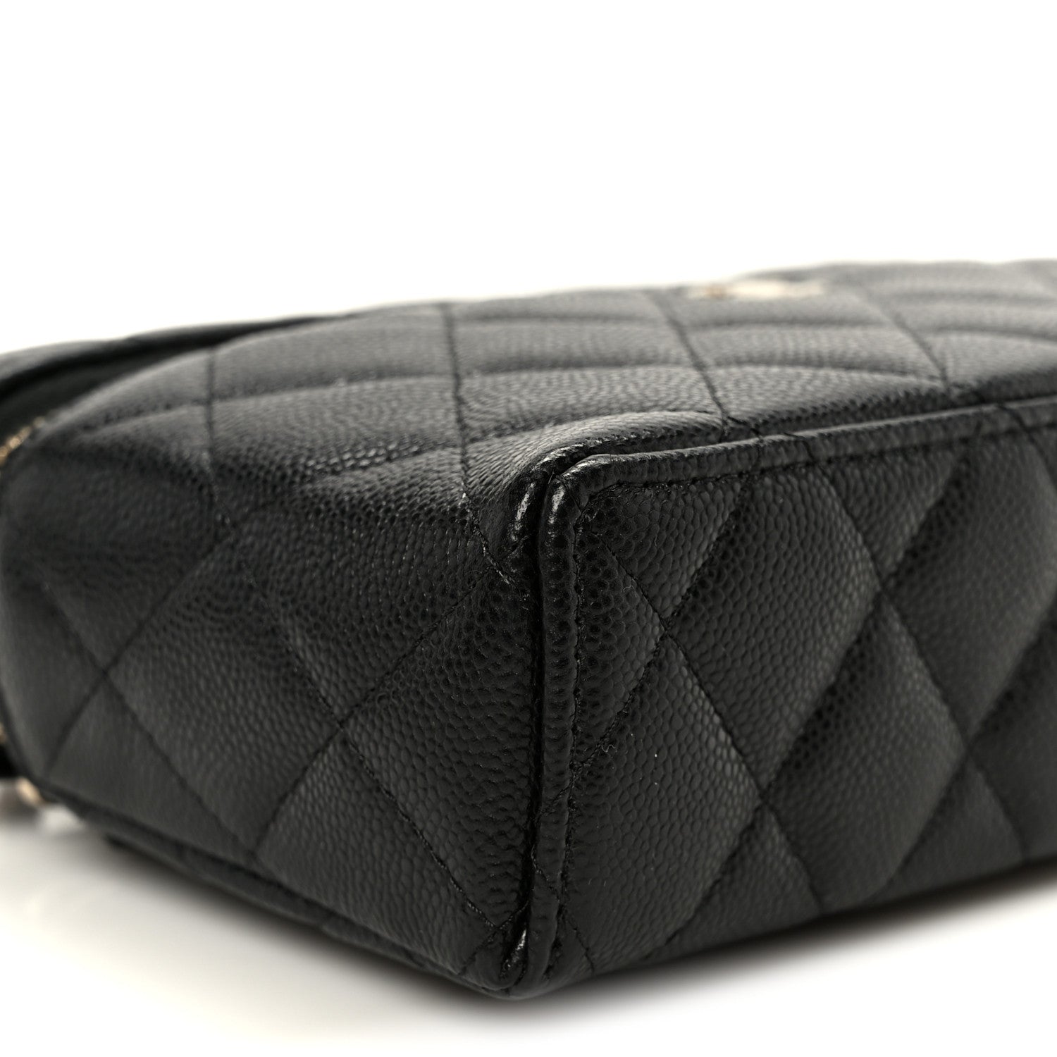 Chanel Caviar Quilted Top Handle Slim Vanity With Chain Black