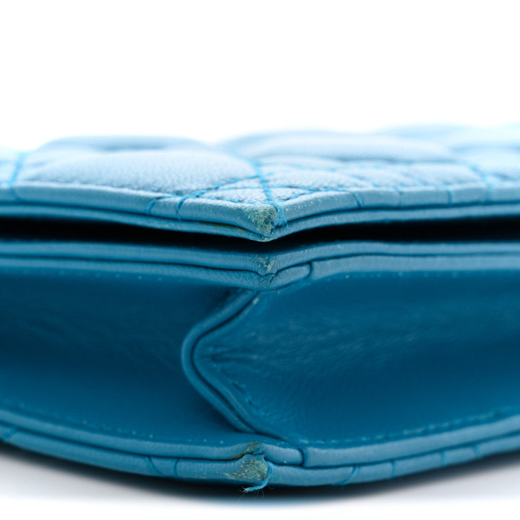 Christian Dior Lambskin Cannage Lady Dior Convertible Clutch Blue