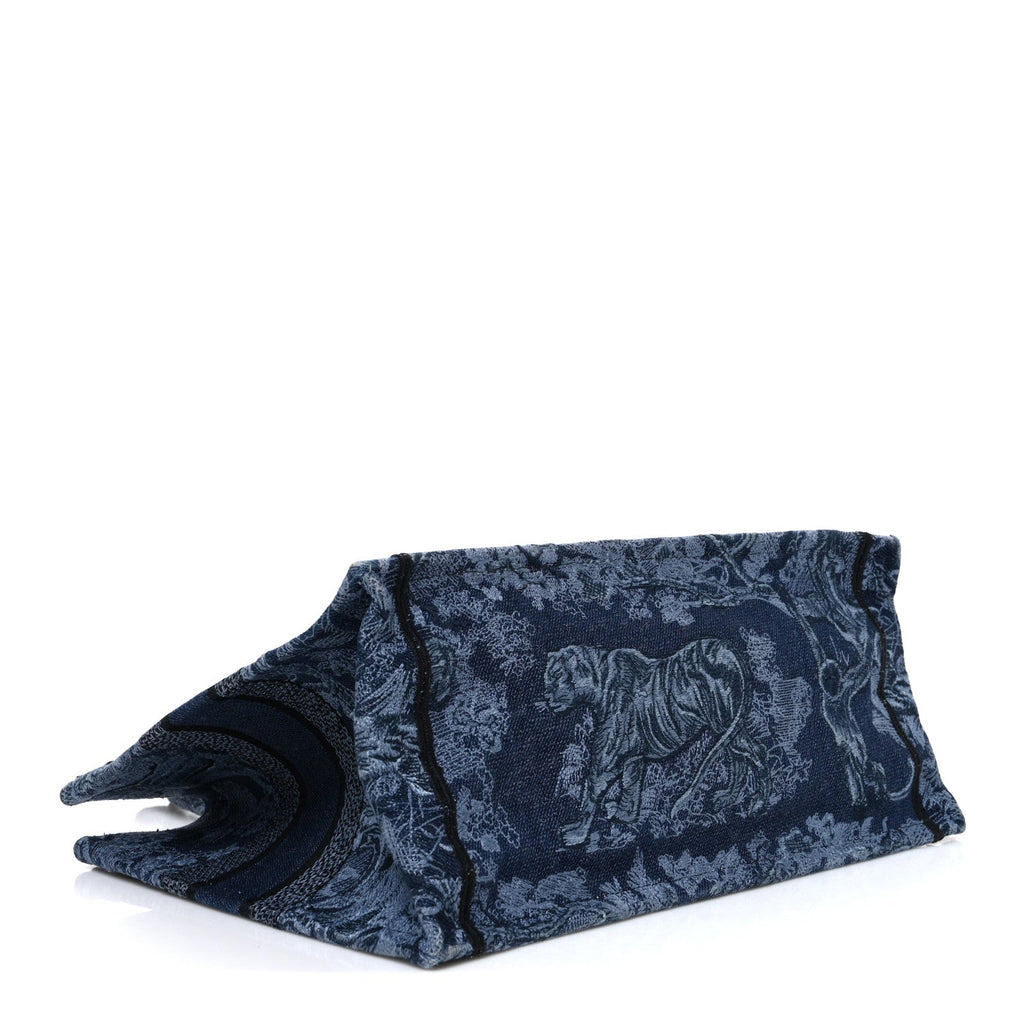 Christian Dior Canvas Embroidered Medium Dioriviera Toile De Jouy Book Tote Blue Black