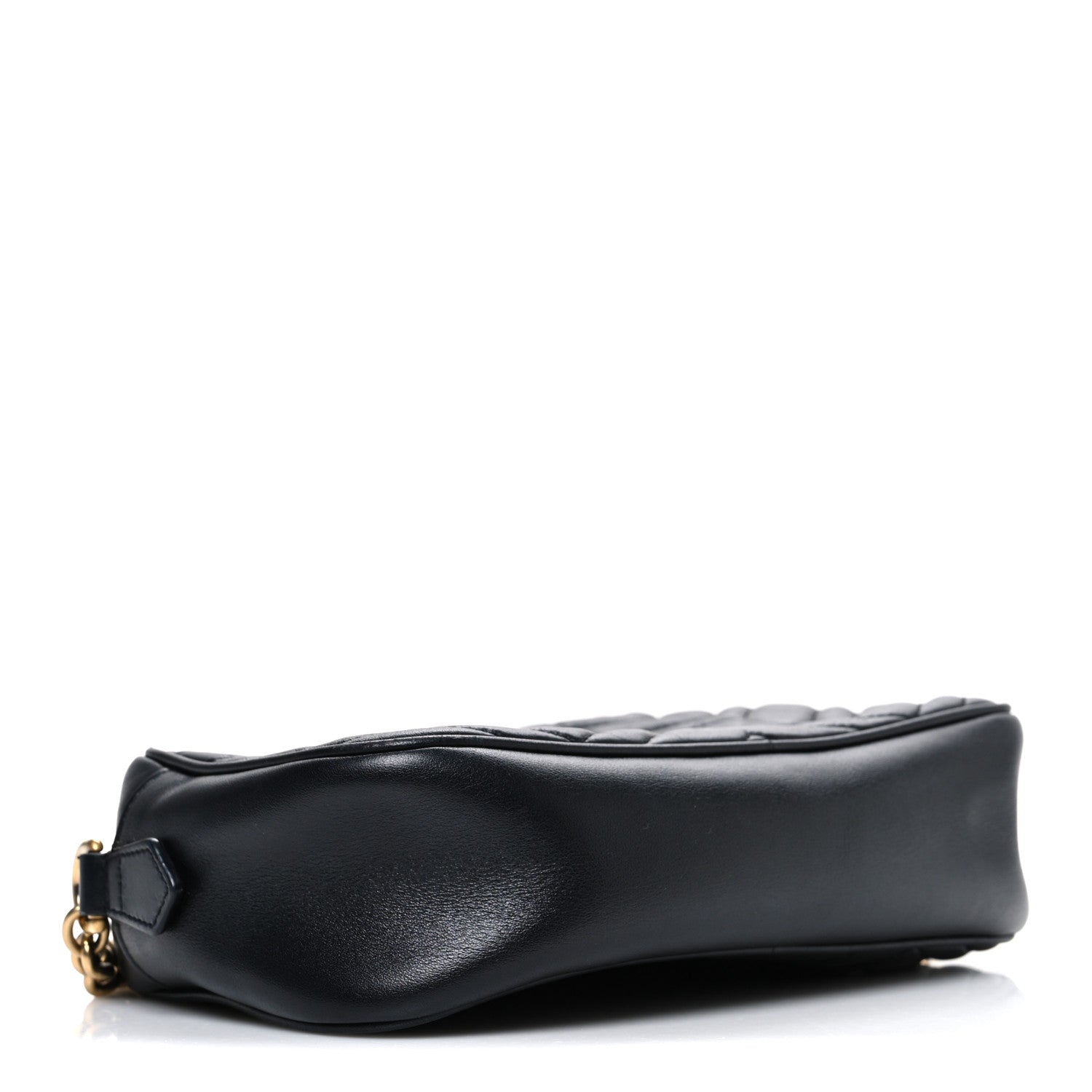 Gucci Calfskin Matelasse Small GG Marmont Chain Shoulder Bag Black
