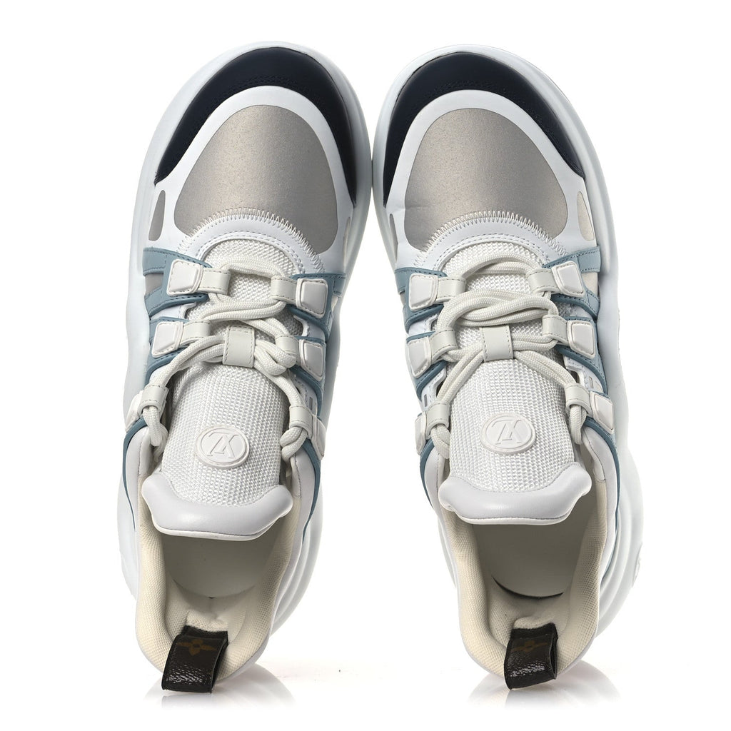 Louis Vuitton Calfskin Technical Nylon LV Archlight Sneakers 38 White Blue Gris