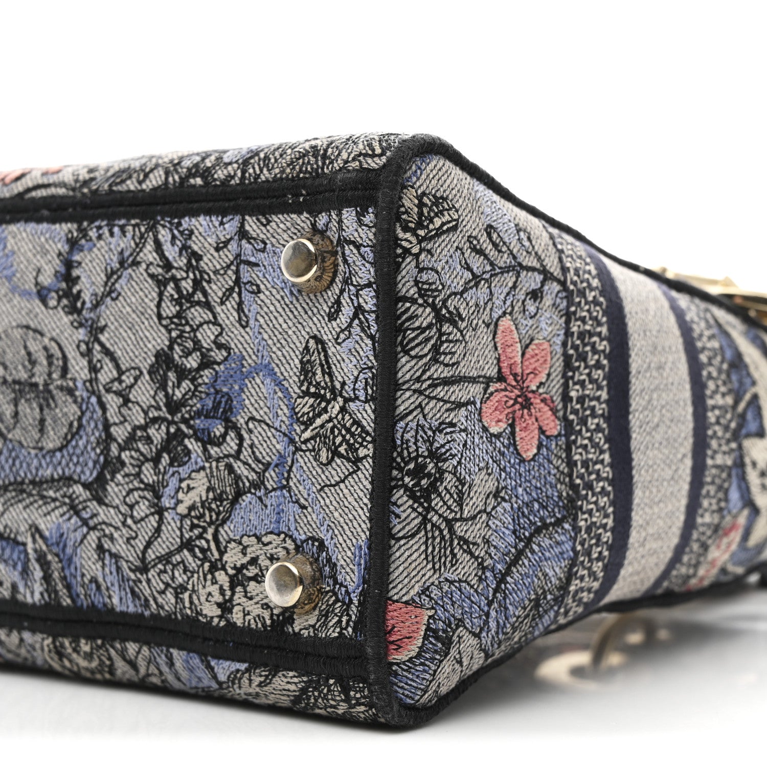 Christian Dior Canvas Embroidered Jardin Magique Medium Lady D-Lite Denim Multicolor