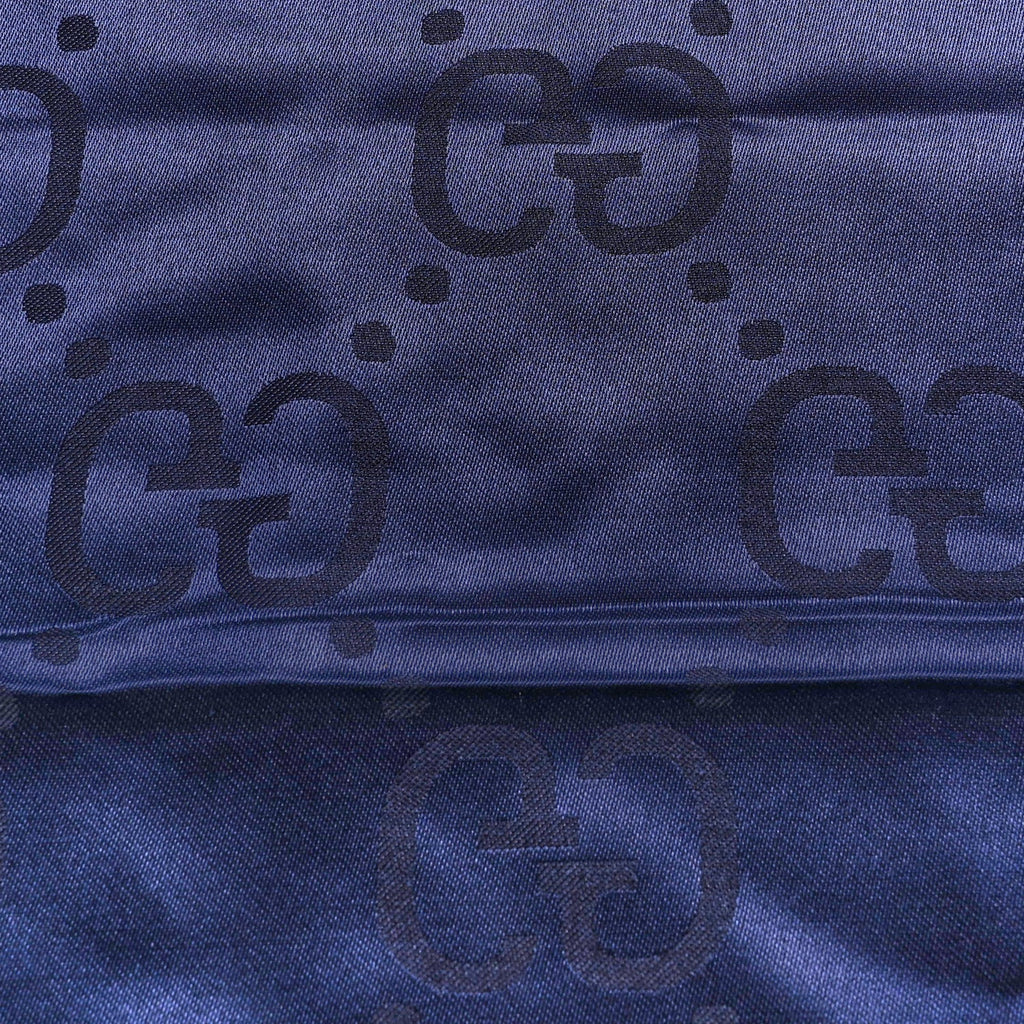 Gucci Wool Silk GG Jacquard Shawl Blue