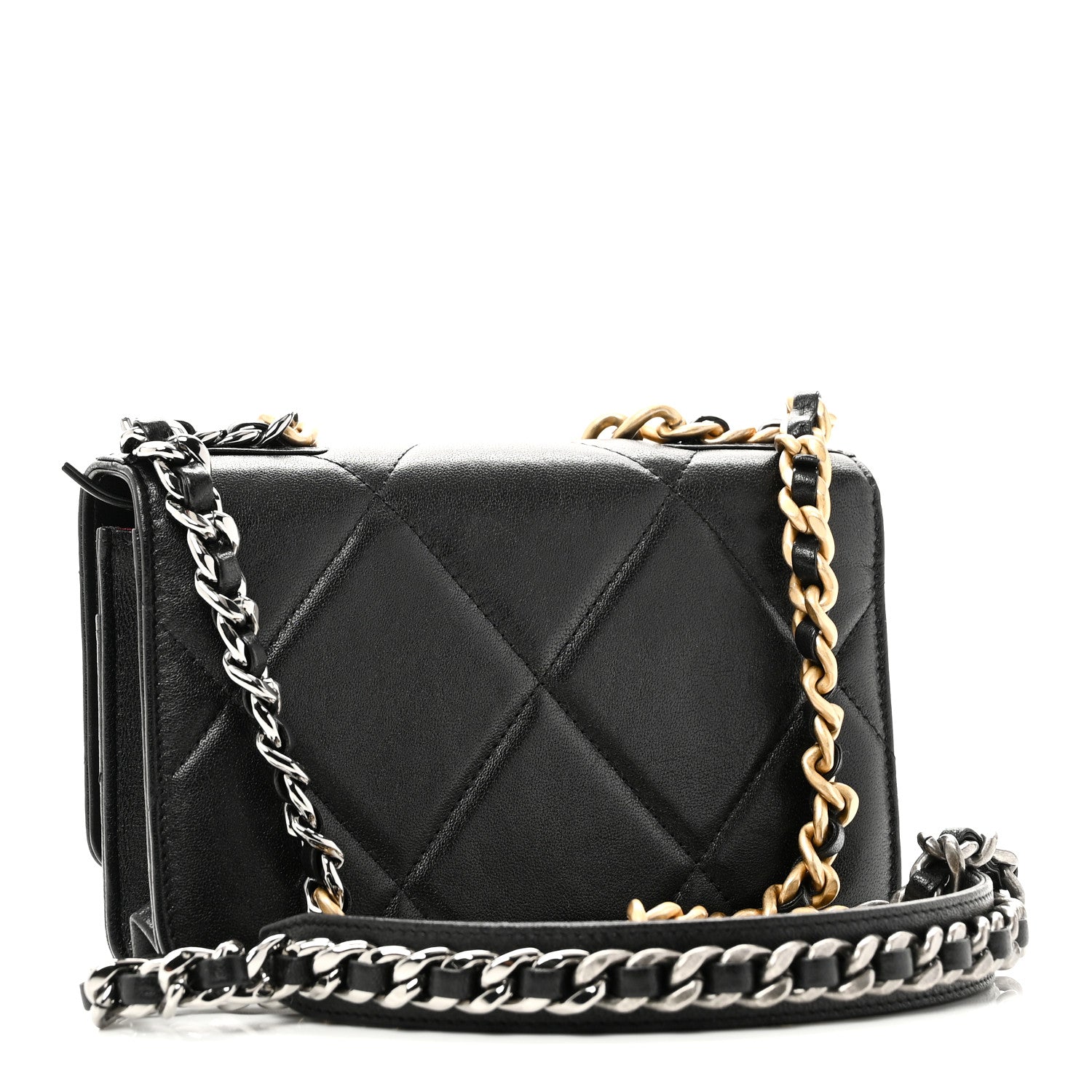 Chanel Lambskin Quilted Chanel 19 Wallet On Chain WOC Black
