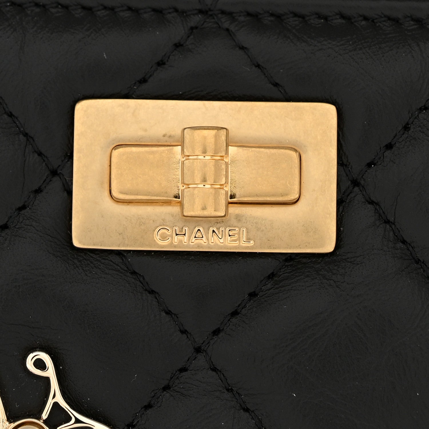 Aged Calfskin Quilted Lucky Charms 2.55 Reissue Zip Around Wallet Black