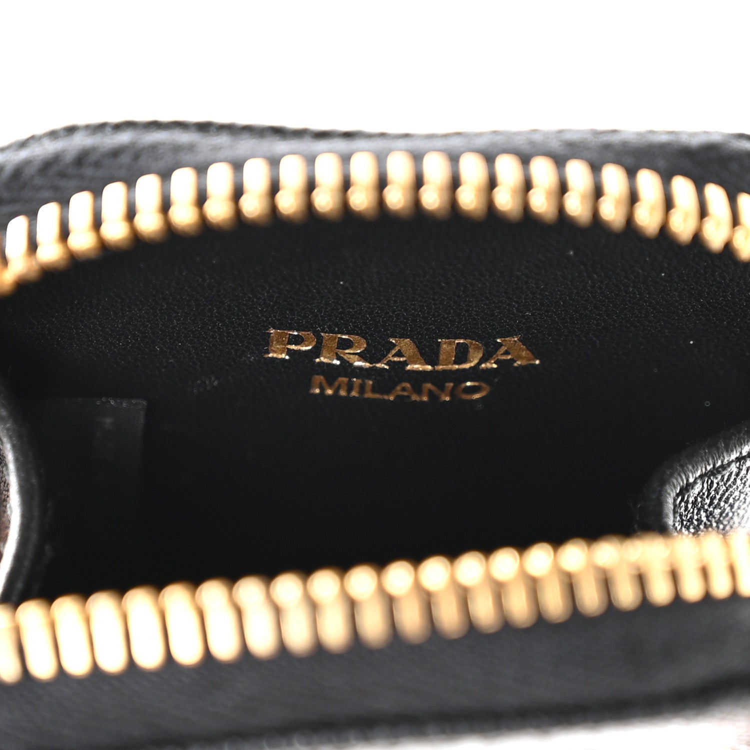 Prada Saffiano Triangle Zip Around Mini Pouch Black