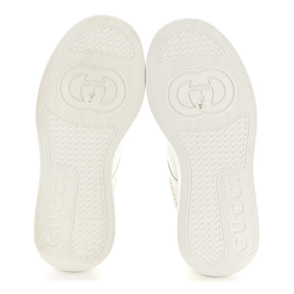 Gucci Calfskin GG Tennis Embossed Perforated Womens Platform 55mm Sneakers 37 Great White
