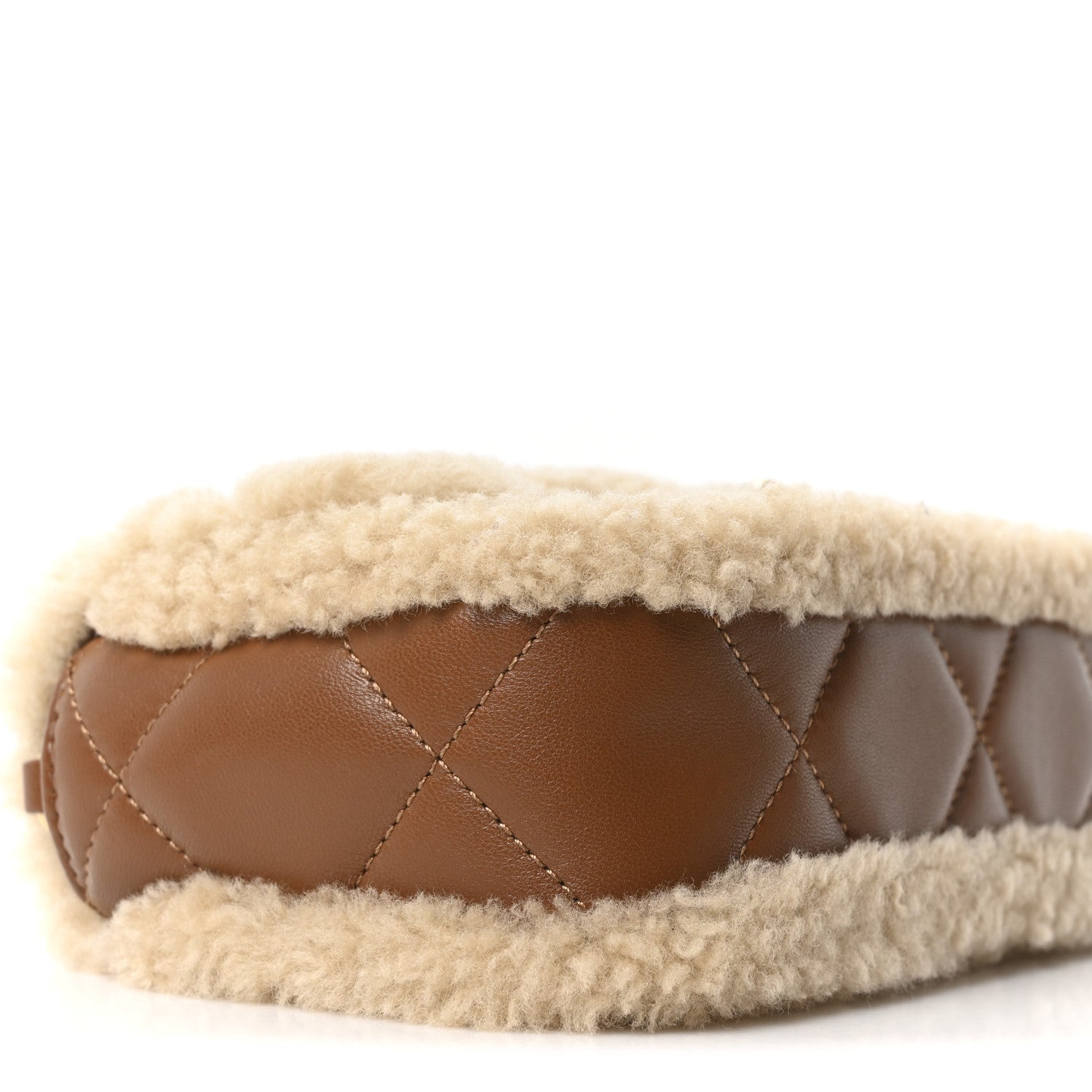 Chanel Shearling Lambskin Quilted Mini Furry Coco Flap Beige Dark Brown