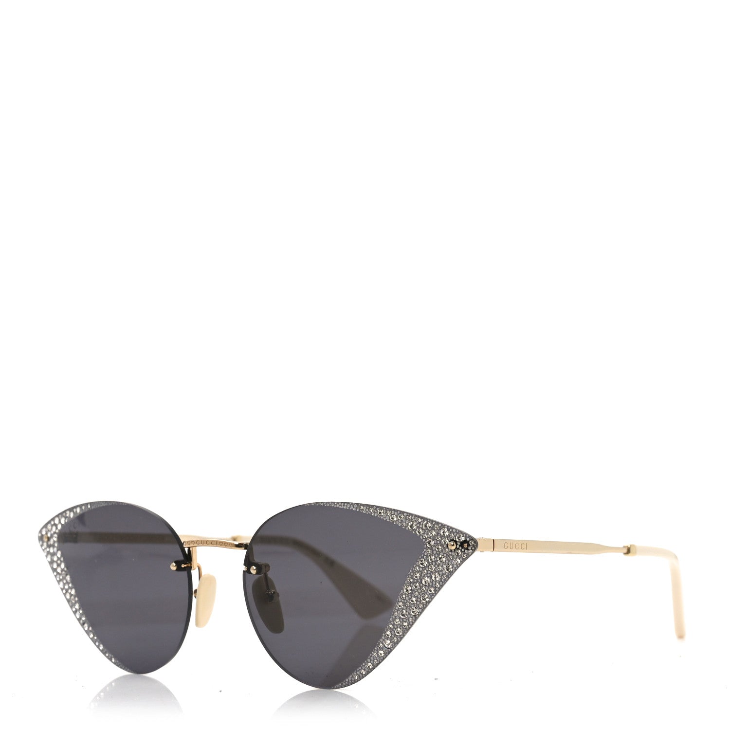 Gucci Metal Crystal Geometrical Frame Sunglasses GG0898S Silver Gold